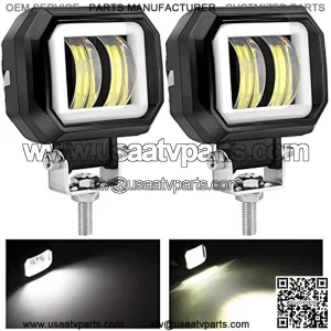 2Pcs 40W Fog lights Offroad Square LED Angel Eye Work Light Bars for Motorcycle Trucks 4x4s SUV Mining Boat