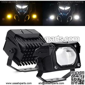 Motorcycle Led Driving Lights 3000K Amber Yellow Fog Light 6000K White 60W 6000LM High Low Beam Avoiding Blinding Driver Spot Light DRL for Car ATV UTV SUV Truck Offroad (OPL-U9)
