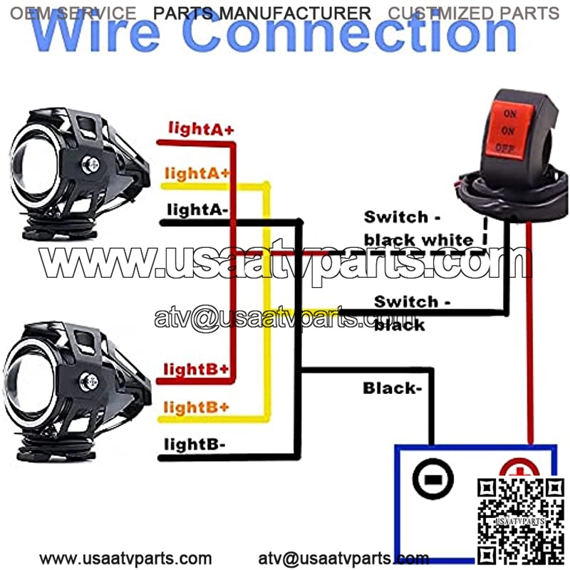 2X Motorcycle Halo Headlights with Switch ,Universal U7 Motorbike Auxiliary Driving Light 12V/24V for ATV UTV Scooter Off Road Trucks White Beam Blue Ring - Image 3