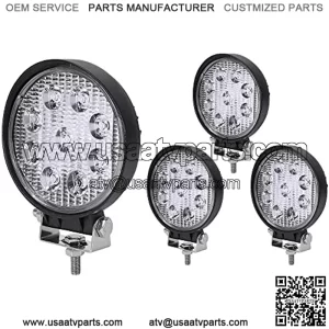 LED LIight Bar 4PCS 4Inch 27W Round LED Work Light LED Pod Lights Spot Beam Off Road Driving Light Fog Light Waterproof Truck Car ATV SUV Boat 4WD ATV 12V, 2 Years Warranty