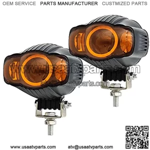 LED Yellow Motorcycle Driving Fog Lights With White Angel Eye 2Pcs 30W 3.5 Inch Waterproof LED Yellow Driving OffRoad Lights Work Auxiliary Lights Fit for Motorcycle Truck Car Boat Tractor ATV SUV