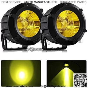 Motorcycles Round LED Fog Lights Yellow Spot Pods Work Driving Lights Off Road for E-Bike Truck Car Boat SUV ATV Pickup Tractor 2PCS