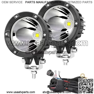 Teochew-LED 2PCS LED Lights Bar 4 Inch Round Off Road LED Lights 40W Spot Pod Lights, 14.7FT Light Bar Wiring Harness 2 Lead, for Off Road Truck ATV SUV SUV Boat Bumper A-Pillar