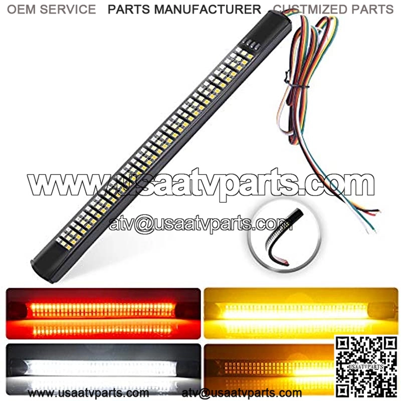 Motorcycle 9 Inches Red/White/Amber Led Tail lights Triple 108 LED Lights Strip with Turn Signal Brake Stop Reverse Running Light License Plate Light, Flexible Led Light for Motorcycles