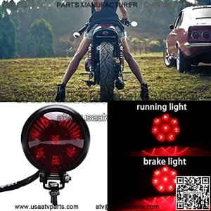 Motorcycle Tail Light Red 8 LED Stop Lamp Compatible With Chopper Bobber Cafe Racer Bike