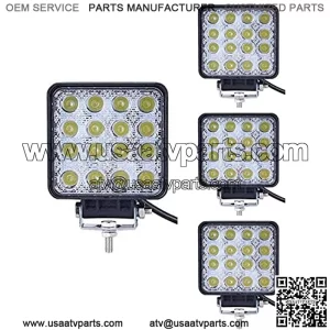 SeeSoon Barra de luz LED, 4 Piezas de 48W, Vainas de luz LED,Luces LED cuadradasLuces TodoterLuces LED aptas para Camiones Vehculo TodoterATV SUV UTV 4WD Jeep Barco Tractor/Spot (4)