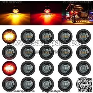 Luces LED redondas de 3/4 pulgadas para marcador lateral delantero y trasero, luz trasera impermeable para remolque, camin, coche, autobs, furgoneta, camioneta, RV, Wrangler, ATV, UTV (20 piezas de