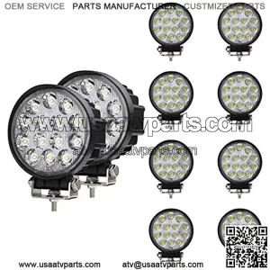 Barra de luz LED de trabajo, 10 piezas de 4.5 pulgadas, 42 W, luz de inundacin redonda para todoter, antiniebla, barra de techo, parachoques para ATV, UTV, SUV, camin, barco, tractor