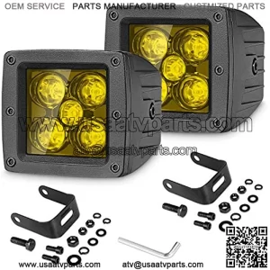 SWATOW INDUSTRIES - 2 piezas de 50 W de 3 pulgadas, luces LED todoter, luces antiniebla LED amarillas, luces de conduccin de 3 x 3 pulgadas, luz de trabajo cuadrada para camin, todoter, ATV,