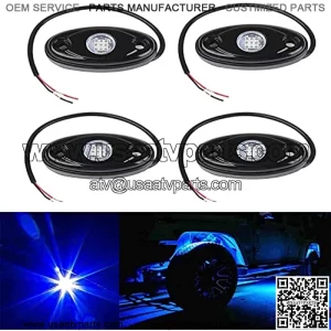 9 Pods LED Rock Lights Azul-4PCS,Neon Subderglow Light para coche, camin, ATV, UTV, SUV, Jeep, barco, bajo la carrocera, lmpara de plataforma de pista impermeable (Azul)