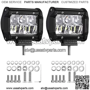 Barra de luz LED Luces 2 Piezas 4 Pulgada 72 W 12000 LM Combo de Inundacin Luces TodoterLuz de Trabajo LED Luces de Conduccin para Camionetas ATV UTV 4x4 SUV 12-24V IP68 Impermeable