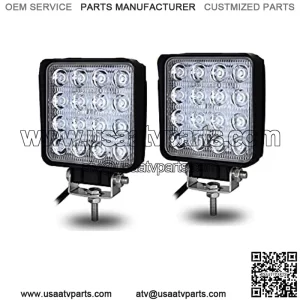 Luces de trabajo LED, 2 piezas de 4 pulgadas 48 W cuadrado inundacin barra de luz LED luz de conduccin diurna IP67 resistente al agua para tractor Offroad JK 4x4 4WD Camin ATV UTV SUV 12V-24V