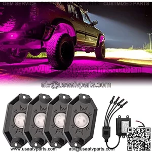 RGB LED Rock Light Kits, Neon LED Light Waterproof Bluetooth Lights for Car Truck Off Road ATV UTV Motorcycle Boat 4 PACK