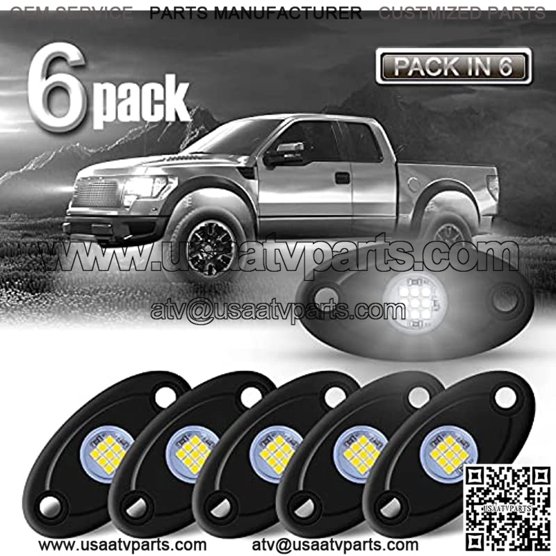 LY8 6 Pods - Luces LED de nen blanco para coche, camin, ATV, UTV, SUV, Jeep, barco, bajo la carrocera, lmpara impermeable (blanco)