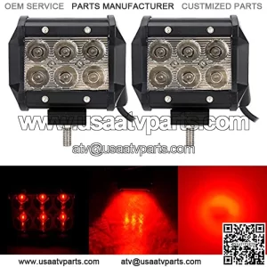 Luz de trabajo LED roja de 18 W de 4 pulgadas, barra de luz antiniebla todoterpara se al de seguridad de emergencia, furgoneta, SUV, ATV, barco, camin, pesca, caza, iluminacin de cubierta de 12