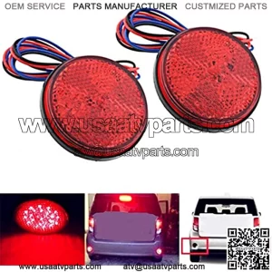 2X Weatherproof Red 24 LED Round Reflector Rear Tail Brake Stop Marker Light Lamp Truck Trailer RV ATV UTV (Red)