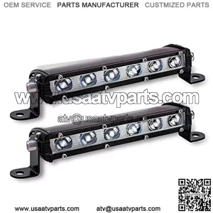 GES Single Row LED Light Bar 60W, 7 Inch 6 COB Universal LED Fog Lights, LED Driving Light/Work Lights for Trucks Jeep SUV Boat ATV LED Golf Cart Lights(2 Pack, 12-24V DC)