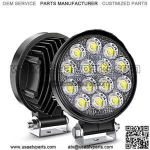 LED Pods 2Pcs 4.5Inch 42W 4200LM Round Flood Light Off Road Lights Fog Lights Driving Roof LED Light Bar Work Light for ATV UTV SUV Truck Boat (15017C-B) , White