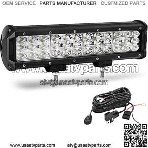 12 Inch LED Light Bar 180W Tri-Row Work Lights Spot Flood Combo Beam Driving Fog Lamp w/ Wiring Harness, Fit for Off Road Truck Car Jeep Boat SUV ATV UTV Pickup