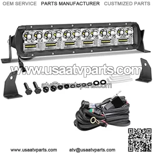12" LED Light Bar with Wiring Harness, 162W Dual Row Off Road Light Bar Kit Spot Flood Combo Beam Super Bright Driving Light Bar for ATV UTV RZR Ranger Can-am Bumper