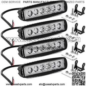 LED Light Bar 4PCS 18W 6 Inch Flood LED Work Light Pods Single Row Off Road Led Light Driving Light Fog Light Boat Light Waterproof SUV ATV 4WD Car Truck Golf Cart 12V 24V