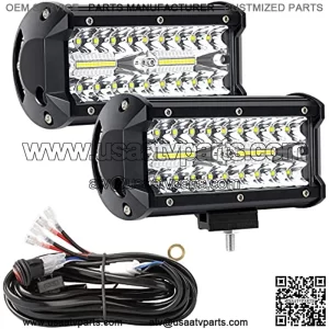 LED Light Bar, YEEGO 7 Inch Off Road Light 240W 24000lm with Wiring Harness(10ft /2 Lead), Waterproof Spot & Flood Combo Beam LED Light Bar for Pickup Truck ATV UTV SUV Boat