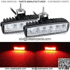 LED Red Driving Lights Bar 2Pcs 30W 6Inch Waterproof Driving Fog Lights Work Auxiliary Lights Red Hunting Fishing Lights Fit for Fish Pig Deer Hog Predator Truck Trator ATV Golf Cart Boat