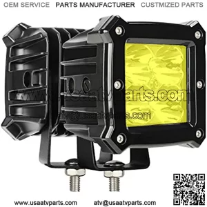 Yellow Led Pods Light Bar  3.4 Inch 40W Square Work Driving 12V/24V Fog Cube Light Waterproof Spot Beam for Truck Pick-up Boat Off-road ATV UTV Golf Cart Trailer 4X4 Motorcycle (Pack of 2)