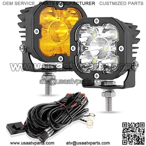 3" 80W LED Pods Cube with Amber Covers, 9600LM Yellow Fog Light Pods Offroad Driving Spot Lights, Amber Light Bar Spot Flood Combo for Jeep Wrangler Ford Truck Pickup ATV