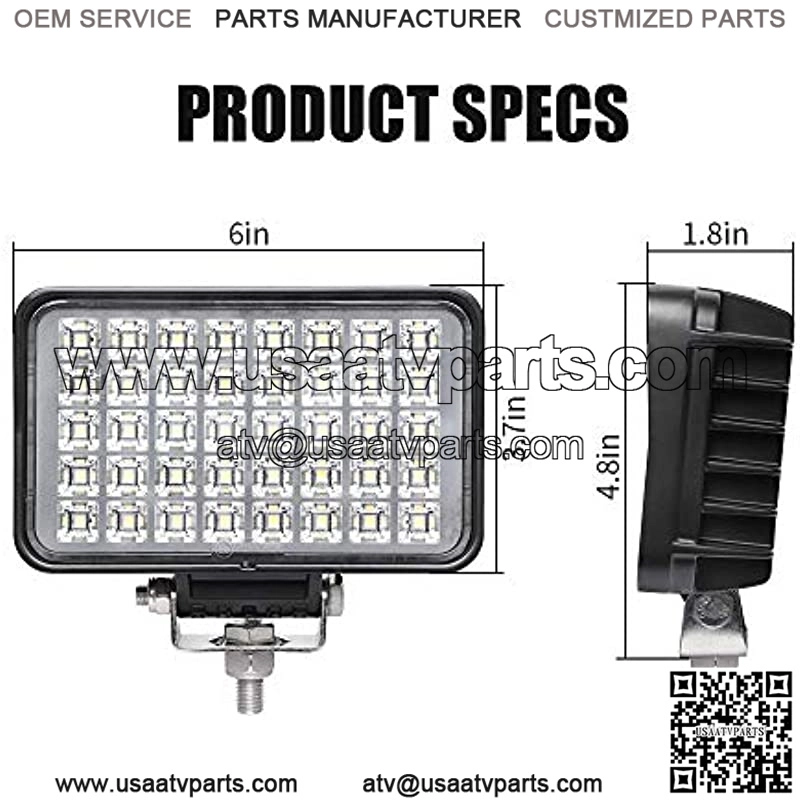 New 6 Inch Led Work Light for Truck, 80W 6800Lumens Flood Light Off Road Light for Jeep Tractor SUV ATV, 12/24V - Image 2