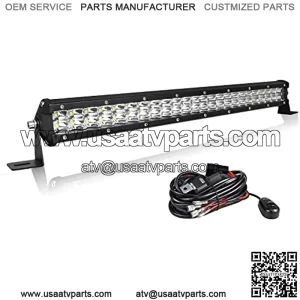 20 inch 144W 8400LM Dual Row Slim LED Light Bar Spot Beam LED Golf Cart Work Light Bar IP67 Waterproof Fog Light bar + Wiring Harness for RZR Boat ATV UTV Trucks SUV Tractor,DC 12V 24V
