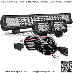 20 in LED Light Bar W/2pcs Spot Pods Cubes Switch Harness for Tractor Boat Utv Golf Cart Ford Polaris RZR Ranger Honda ATV Gmc Yukon Pickup Tacoma Am Commander 4Wheeler Yamaha Suburban