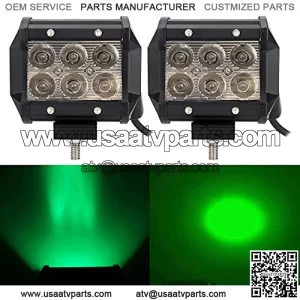 Green Led Driving Hunting Lights 18W 4" Spot Light Bar Pod for Off-Road Pick-up Van Boat Tractor Fishing Hunting Deck Trailer Navigation Waterproof Lighting 12V 24V 2pcs