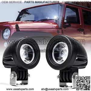 2PCS LED Driving Light, 2 Inch 10W Round Spotlight Off Road Driving Super Bright Offroad Lights Spot Light Waterproof Fog Lights for Motorcycle Vehicles Pickup Truck UTV ATV