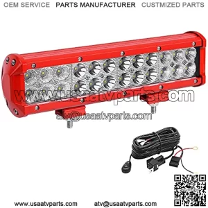 LED Light Bar Wiring Harness,12inch 72W Red LED Work Light Pod Offroad Driving Light Fog Lights Spot Flood Combo Beam Waterproof SUV 4WD ATV Truck Boat Golf Cart