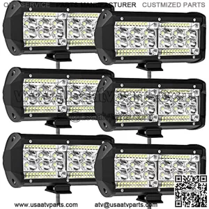 7 Inch LED Light Bar, 240W 24000lm LED Lights for Tractors, LED Work Lights for Truck, Spot Flood Combo Beam Off Road Light Pods Fog Lights for Boat Trailer Pickup Boat Car SUV ATV RV, 6Pcs