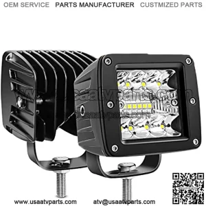 2PCS 3Inch 42W LED Cubes Upgraded Spot Flood Combo Beam Square LED Pod Light Driving Fog Light for Offroad Pickup Trucks Jeep ATV UTV SUV (14025C-B)