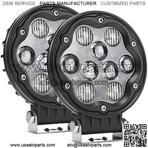 2Pcs 4.7 Inch 27W Round LED Light Pods, 2335lm Spot Flood Combo Beam Off Road Driving Lights White Light