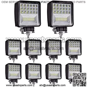 LED Light Pods, 4inch 126W Square LED Work Light, Spot & Flood Light Off Road Light, Led Fog Light Truck Light Driving Light Boat Light for Truck Pickup Jeep SUV ATV UTV Waterproof (10 Pack)