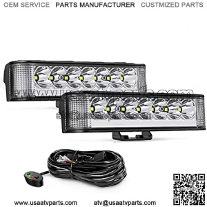 Side Shooter LED Pods with DRL 6.5 Inch 2089LM Spot Flood Combo LED Light Bar w/ 16AWG Wiring Kit for LED Fog Light Driving Light Auxiliary Light on Truck ATV UTV Jeep