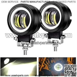 3inch LED Motorcycle Driving Lights 60W 6000K Auxiliary Spotlights with DRL/Angel Eye Off Road Light Pod 6000lm LED Fog Work Light for Motorcycle Truck SUV UTV ATV Tractor, 2Pcs