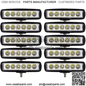10pcs 18W 6 Inch LED Work Light Spot Beam Single Row LED Light Bar 12V 24V Super Slim Offroad Driving Lights Fog Lamps for Truck Tractor Boat 4x4 Car SUV ATV