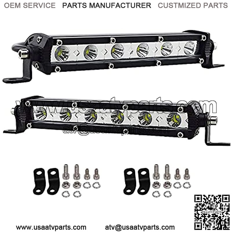 7 inch 30W Ultra Slim Single Row LED Light Bar Spot Beam with Mounting Bracket for Chevrolet Dodge Ford GMC Jeep Ranger ATV UTV SUV
