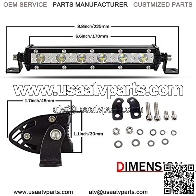 7 inch 30W Ultra Slim Single Row LED Light Bar Spot Beam with Mounting Bracket for Chevrolet Dodge Ford GMC Jeep Ranger ATV UTV SUV - Image 2