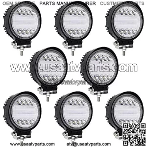 LED Light Bar Turboo 8pcs 4 inch 96w Round LED Offroad Light Pods Spot Flood Combo Work Light Off Road Driving Light Fog Lights Waterproof for Trucks Jeep ATV UTV SUV Pickup Boat
