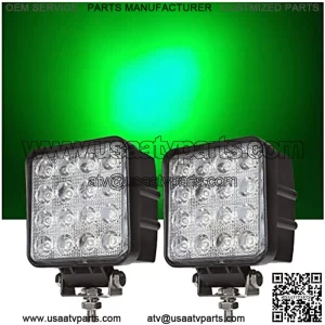 Green Led Pods 48W 3inch Spot Hunting Lights Driving Work Fog Lamps for F150 Truck SUV Polaris Auxiliary Offroad Off-road Boat Fish Pig Deer Hog Hunting Motorcycle 12 Volt Motor (Pack of 2)