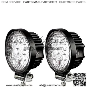 LED Pods Spot Flood Light 4" 27W Round Work Light 6000K for Tractor Bulldozer UTV Golf Cart Boat Off Road Truck Jeep SUV ATV - Voltage Automotive (2x Flood Light)