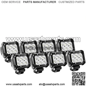 60001F-D LED Light Bar 8PCS 4Inch 18W LED Bar 1260lm Flood Led Off Road Driving Lights Led Fog Lights Jeep Lighting LED Work Light for Van Camper SUV ATV