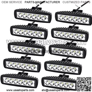 10 Pcs 6 inch 18W Spot LED Work Light Bar Off Road Car Driving Lamp for Jeep Cabin Boat SUV Truck Car ATV Vehicles Marin (18W,6000K)