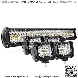 20 Inch 420W Triple Row Flood Spot Combo Led Light Bar 4PCS 4Inch 60W LED Pods Driving Boat Lights Led Off Road Trucks Lights  (ZH415)